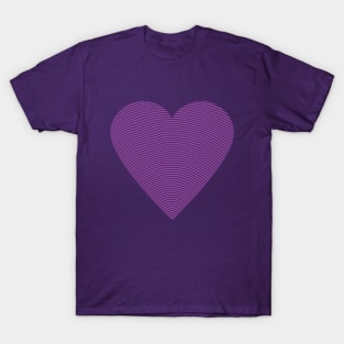 Stripes heart Art Design Purple T-Shirt